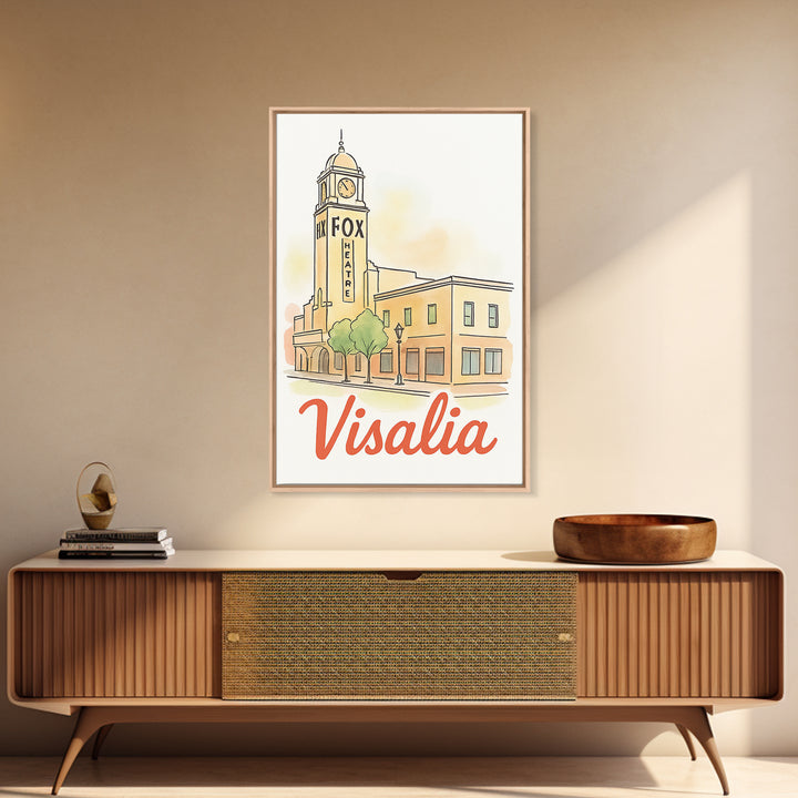 Visalia California Travel Poster, Canvas Print, Watercolor Urban Skyline Art, Visalia Poster Print, Travel Poster Art, City Travel Prints