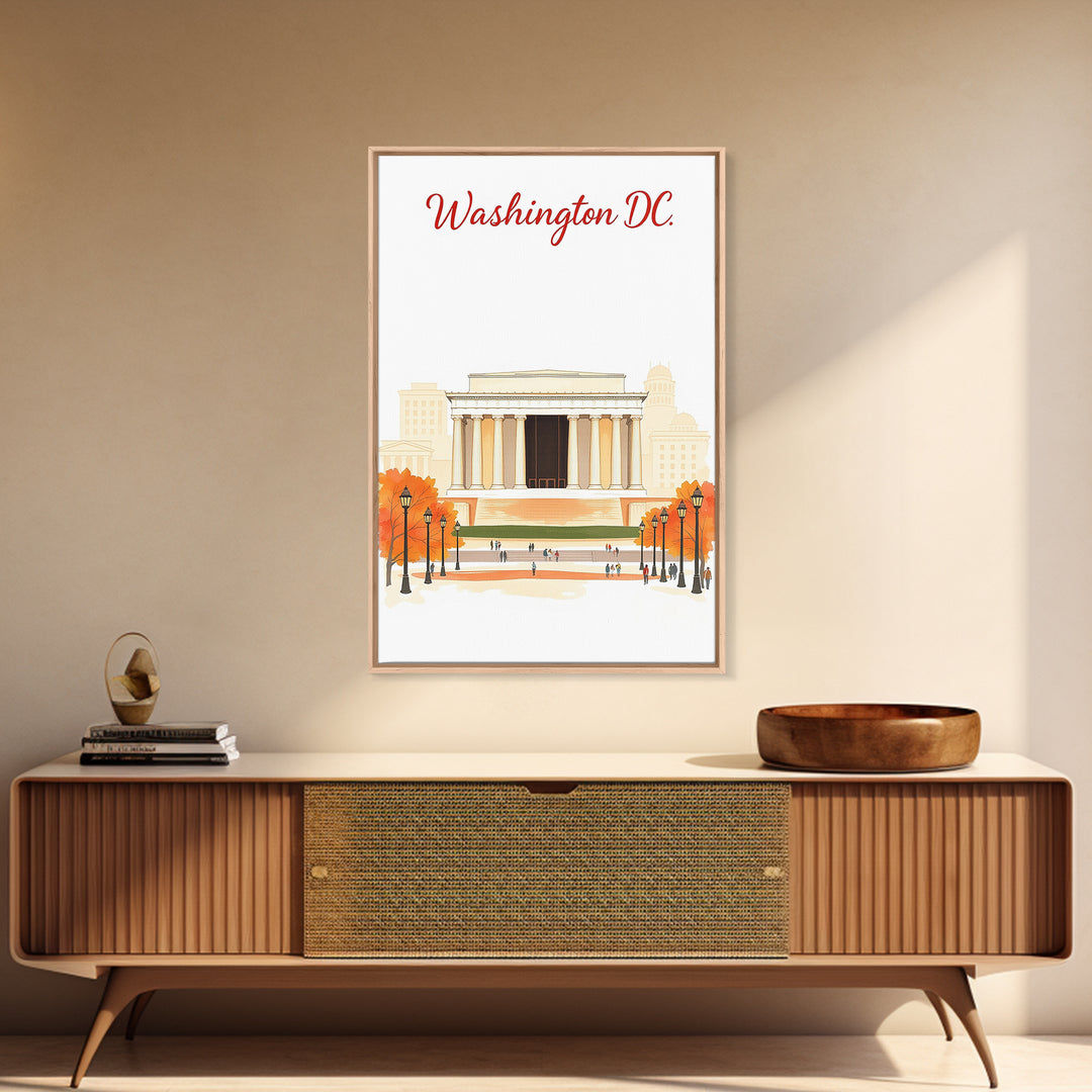 Washington DC Travel Poster, Canvas Print, Soft Sketch Travel Art, Washington Art Print, Home Office Decor, Watercolor Downtown Skyline