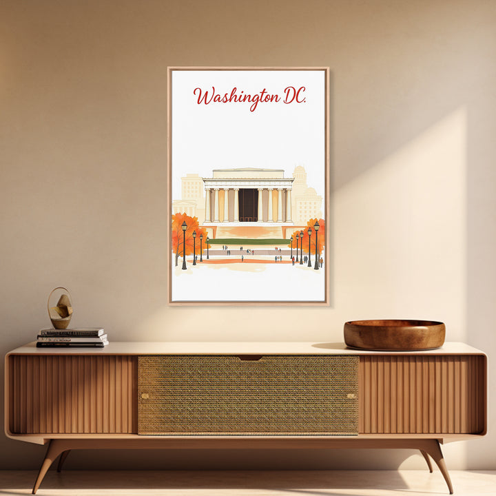 Washington DC Travel Poster, Canvas Print, Soft Sketch Travel Art, Washington Art Print, Home Office Decor, Watercolor Downtown Skyline
