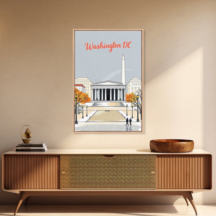 Washington Travel Poster, Framed Canvas Print, Hand Drawn Watercolor Art, Washington Poster Print, Travel Poster Set, Mid Century Wall Art