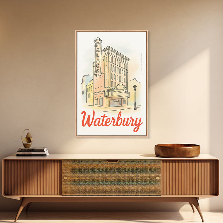 Waterbury Travel Poster, Canvas Print, Illustrated City Wall Art, Waterbury Art Print, City Travel Prints, Vintage City Art, Poster Art