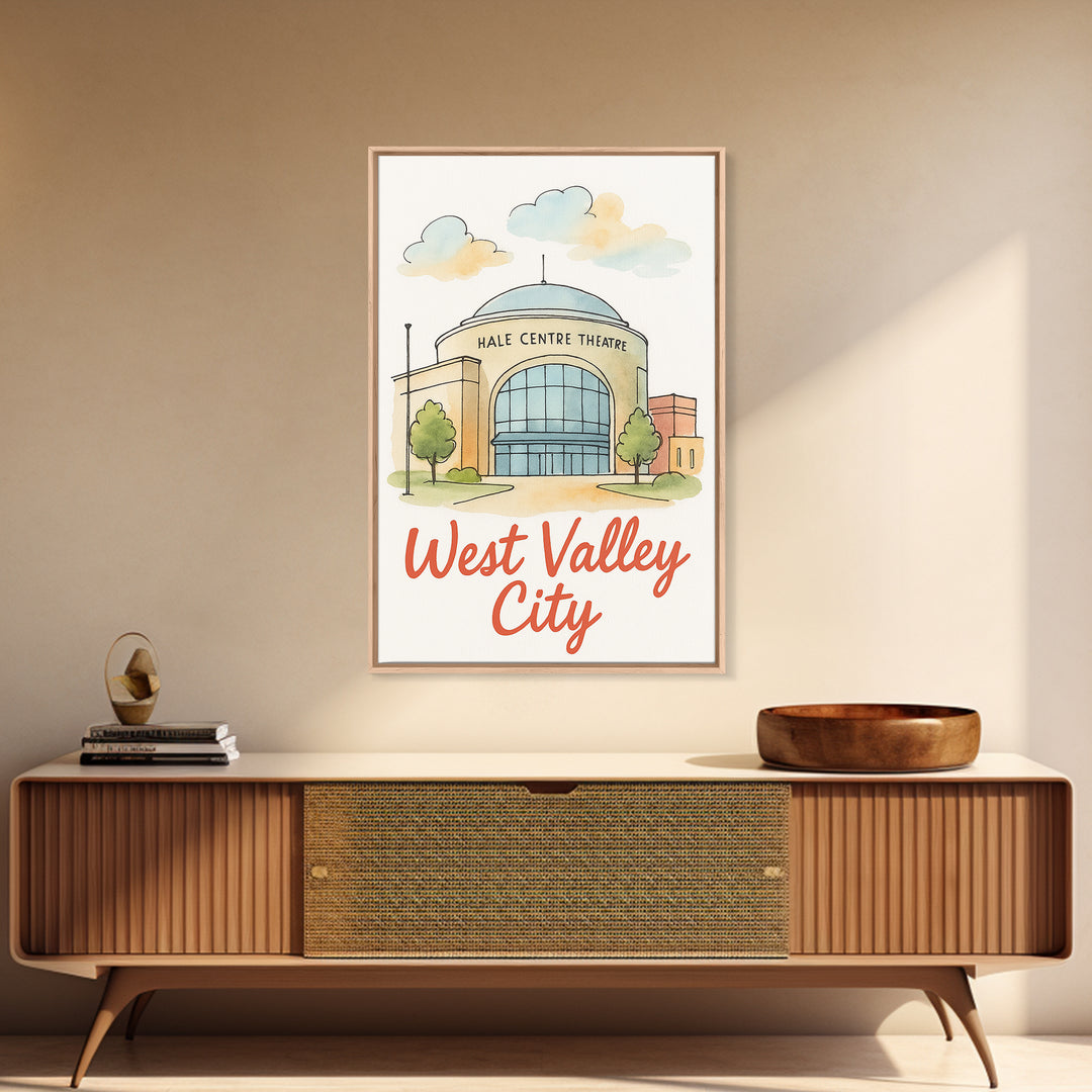 West Valley City Utah Travel Poster, Canvas Print, Watercolor Downtown Skyline Art, West Valley City Poster Print, Poster Art, Wall Decor