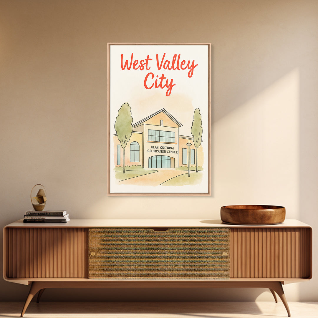 West Valley City Travel Poster, Canvas Print, Soft Sketch Travel Art, West Valley City Poster Print, Vintage Travel Art, Travel Wall Art