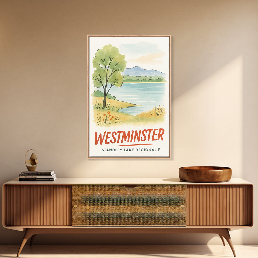 Westminster Travel Poster, Canvas Print, Illustrated City Wall Art, Westminster Wall Art, Modern Wall Decor, Retro Travel Print