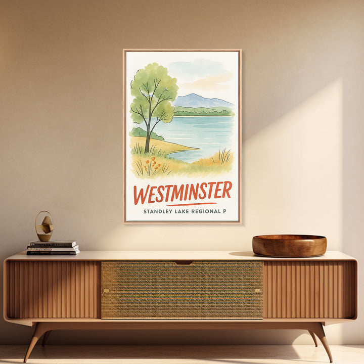 Westminster Travel Poster, Canvas Print, Illustrated City Wall Art, Westminster Wall Art, Modern Wall Decor, Retro Travel Print