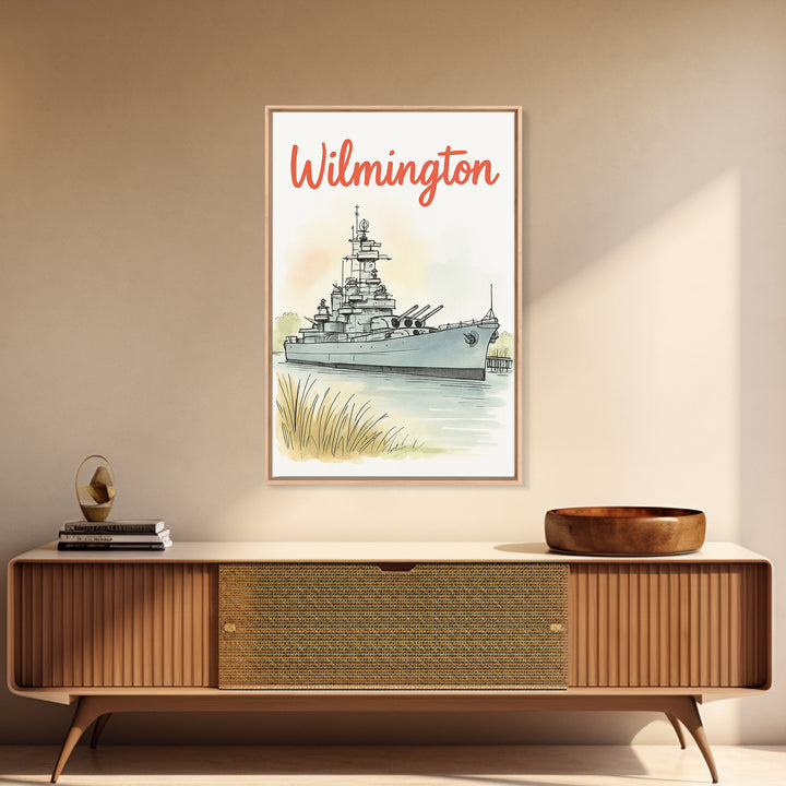 Wilmington North Carolina Travel Poster, Canvas Print, Illustrated City Wall Art, Wilmington City Art, Wall Art, Retro Travel Print