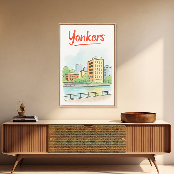 Yonkers Travel Poster, Canvas Print, Soft Sketch Travel Art, Yonkers City Art, City Travel Prints, Vintage Travel Art, Travel Poster Art