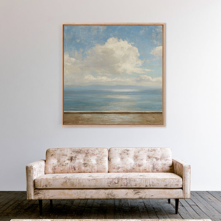 Mediterranean Terrace View Focused on Sea and Framed Canvas Print, Hotel Art, Framed Art, Hotel Decor, Fine Art, Boutique, HOT-1x1-11