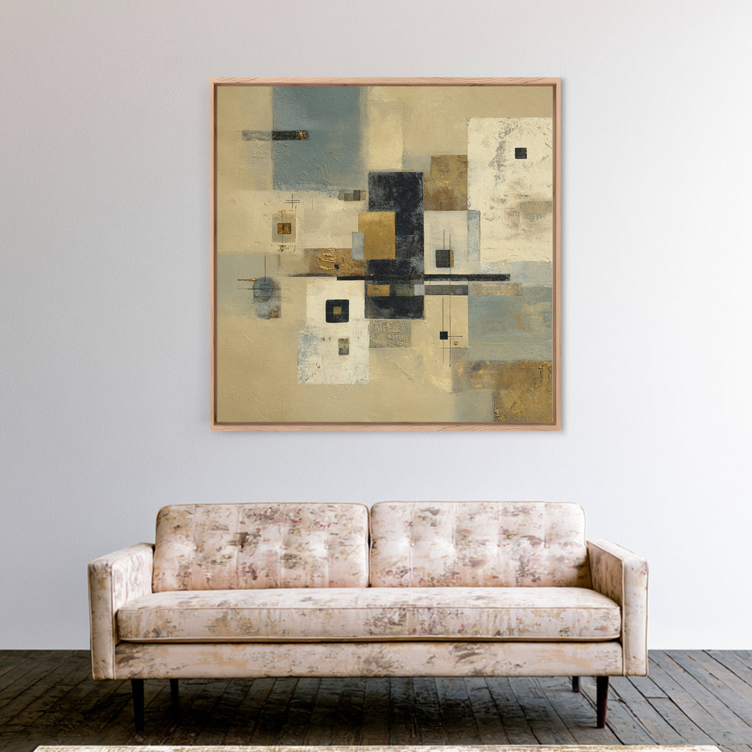 Gold Accented Abstract for Upscale Lobby Canvas Print, Hotel Art, Beach House Decor, Hotel Decor, Abstract Art, Boutique, HOT-1x1-13
