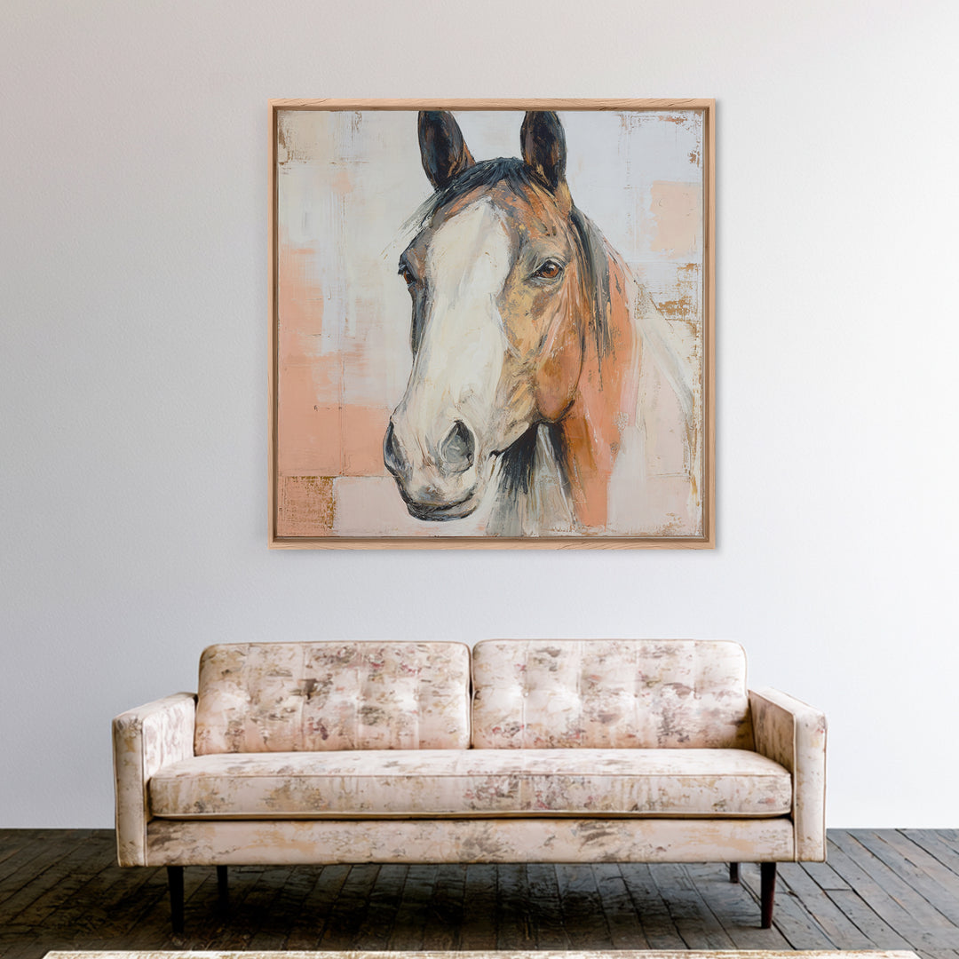 Neutral Horse Portrait Framed Canvas Print, Hotel Art, Printable Art, Hotel Decor, Fine Art, Boutique, Travel Poster, HOT-1x1-16