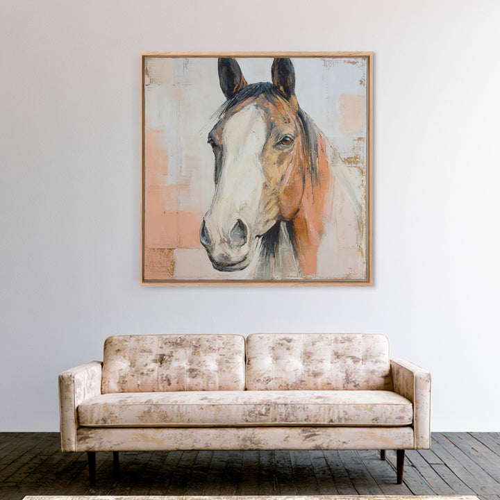 Neutral Horse Portrait Framed Canvas Print, Hotel Art, Printable Art, Hotel Decor, Fine Art, Boutique, Travel Poster, HOT-1x1-16