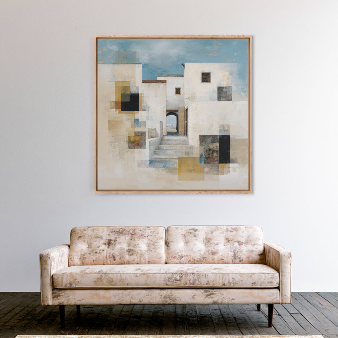 Mediterranean Terrace View Focused on Sea and Canvas Print, Hotel Art, Modern Wall Art, Hotel Decor, Fine Art, Boutique, HOT-1x1-35