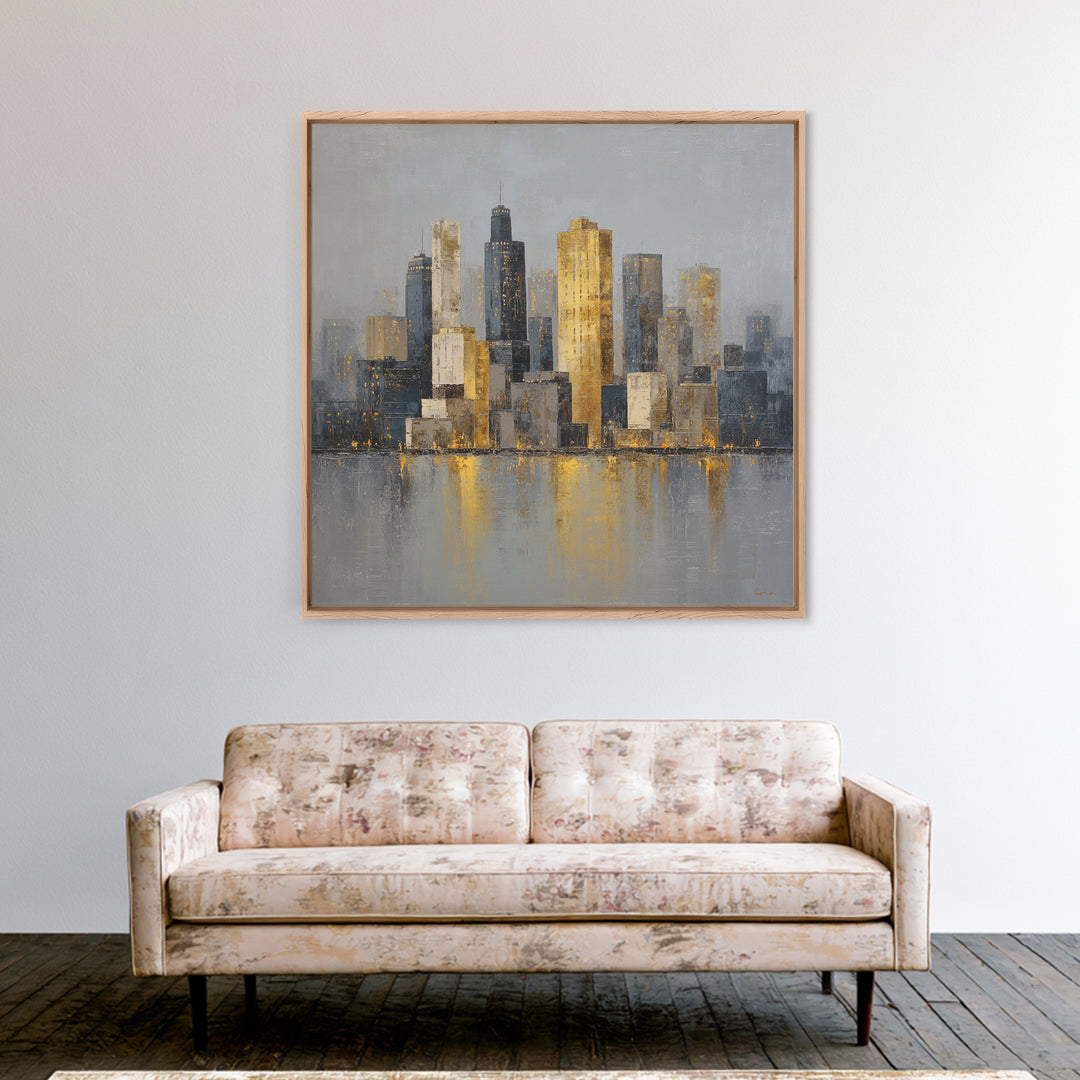 Quiet City Skyline Canvas Print, Hotel Art, Travel Poster, Hotel Decor, Abstract Art, Boutique, Minimalist Decor, HOT-1x1-50