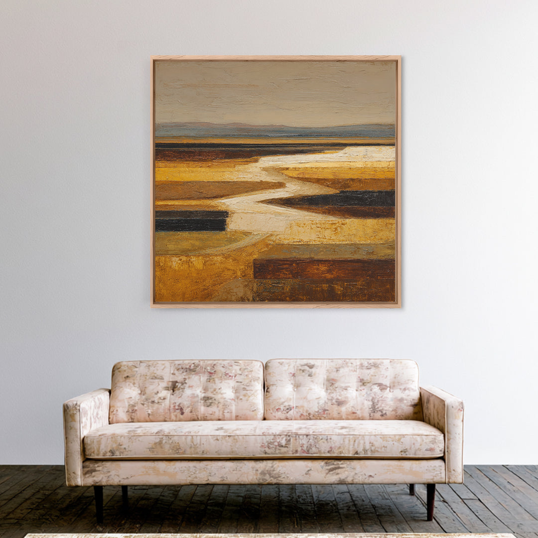 Elegant Botanical Branch on Ivory Ground Framed Canvas Print, Hotel Art, Textured Painting, Hotel Decor, Fine Art, Boutique, HOT-1x1-53