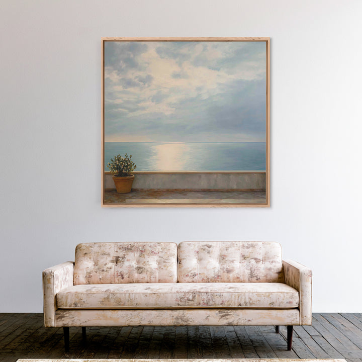Mediterranean Terrace View Focused on Sea and Canvas Print, Hotel Art, Gallery Decor, Hotel Decor, Fine Art, Boutique, HOT-1x1-59