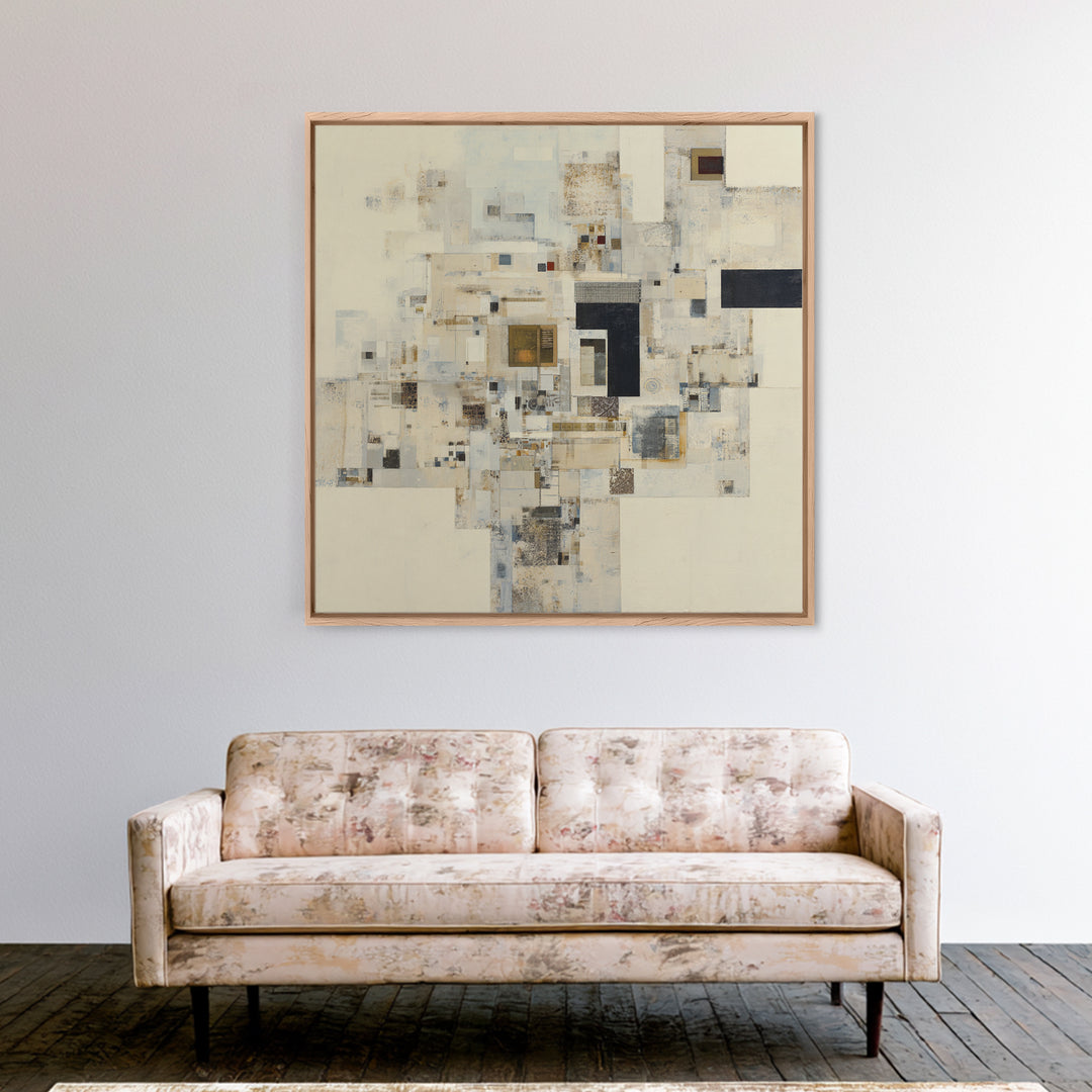 Modern Geometric Composition Framed Canvas Print, Hotel Art, Boho Decor, Hotel Decor, Fine Art, Boutique, Painting, Art Prints, HOT-1x1-79