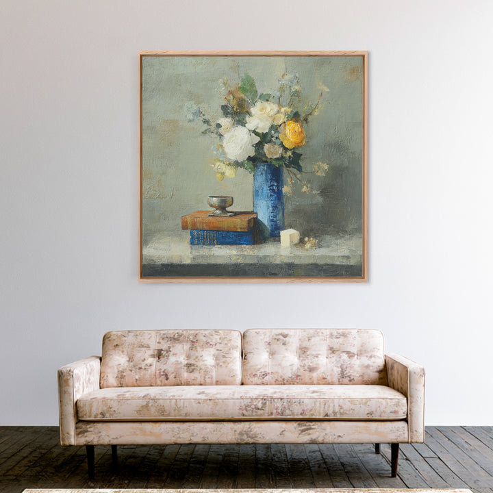 Classic Oil Painted Floral Still Life Canvas Print, Hotel Art, Statement Artwork, Hotel Decor, Fine Art, Boutique, Wall Decor, HOT-1x1-9