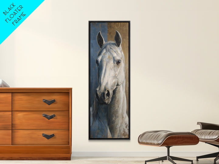 Neutral Horse Portrait Framed Canvas Print, Hotel Art, Mid Century Modern, Hotel Decor, Oil Painting, Boutique, Coastal Decor, HOT-1x3-52