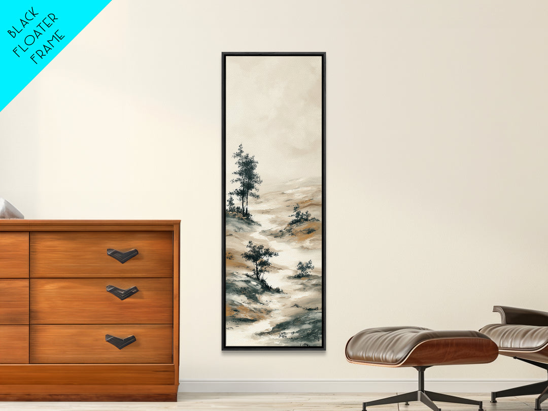 Japanese Ink Landscape Framed Canvas Print, Hotel Art, City Wall Art, Hotel Decor, Fine Art, Boutique, Minimalist Decor, HOT-1x3-54