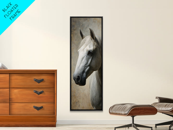 Neutral Horse Portrait Framed Canvas Print, Hotel Art, Coastal Wall Art, Hotel Decor, Fine Art, Boutique, Fine Art Print, HOT-1x3-76