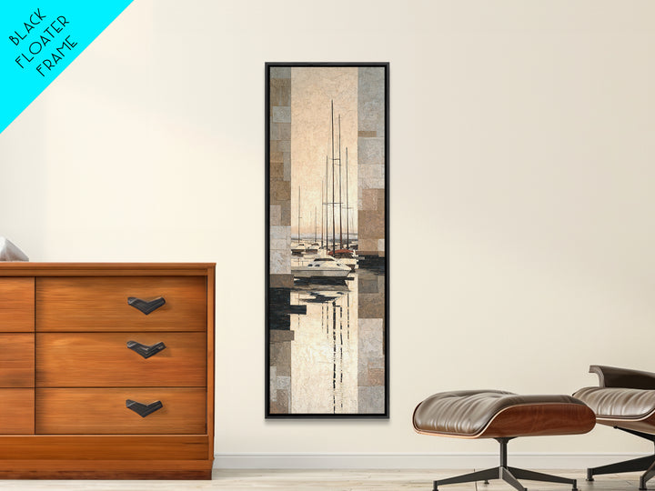 Quiet Harbor with Sailboats at Dawn Canvas Print, Hotel Art, Boho Decor, Hotel Decor, Oil Painting, Boutique, Art Prints, HOT-1x3-82