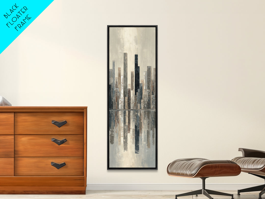 Quiet City Skyline Canvas Print, Hotel Art, Contemporary Art, Hotel Decor, Abstract Art, Boutique, Art Deco, Framed Art, HOT-1x3-86