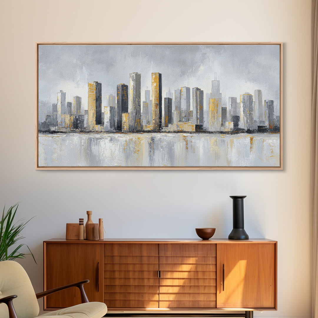 Quiet City Skyline Canvas Print, Hotel Art, Hotel Decor, Abstract Art, Boutique, Hazbin Hotel, Mid Century Modern, HOT-2x1-22