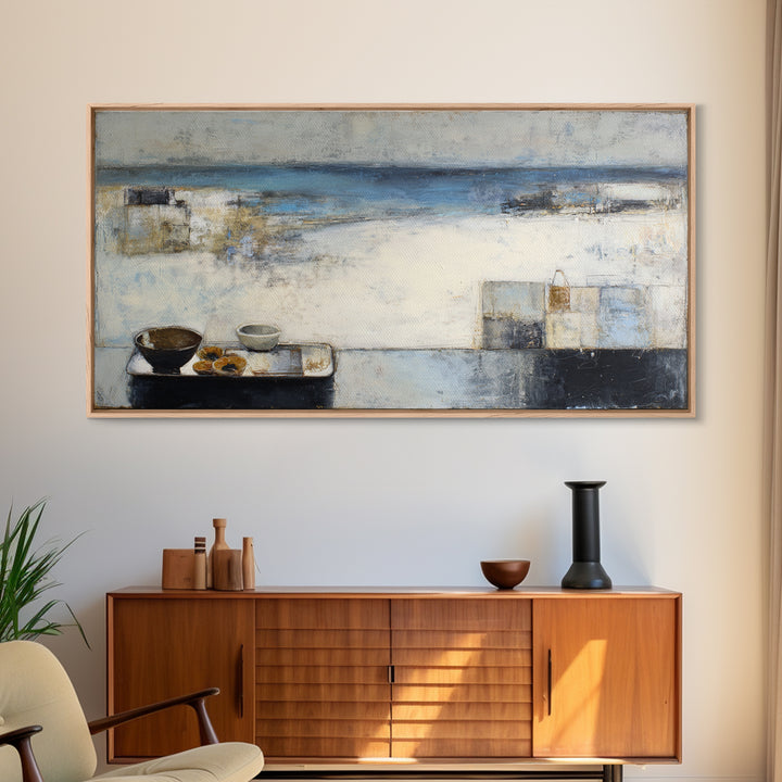 Mediterranean Terrace View Focused on Sea and Canvas Print, Hotel Art, Large Wall Art, Hotel Decor, Fine Art, Boutique, HOT-2x1-31