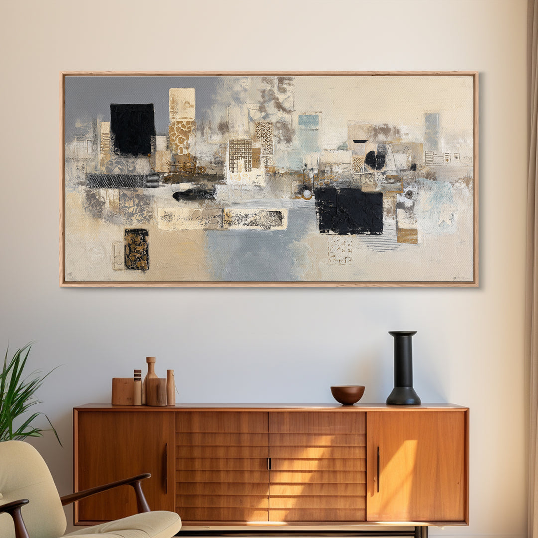 Sophisticated Neutral Abstract Framed Canvas Print, Hotel Art, Abstract Art, Hotel Decor, Fine Art, Boutique, Gallery Wall Art, HOT-2x1-45