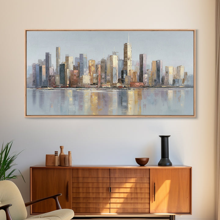 Quiet City Skyline Framed Canvas Print, Hotel Art, Poster, Hotel Decor, Fine Art, Boutique, Wood Wall Art, Printable Art, HOT-2x1-46