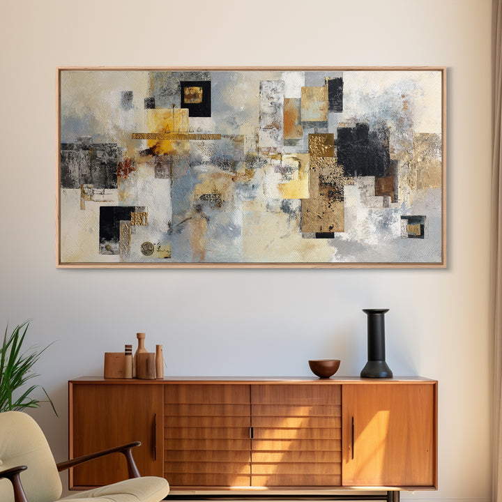 Gold Accented Abstract for Upscale Lobby Canvas Print, Hotel Art, Mid Century Modern, Hotel Decor, Abstract Art, Boutique, HOT-2x1-57