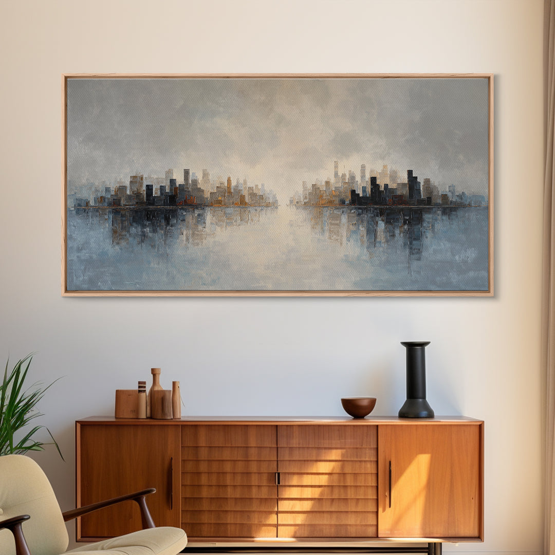 Quiet City Skyline Canvas Print, Hotel Art, Art Print, Hotel Decor, Fine Art, Boutique, Wall Sculpture, Coastal Wall Art, HOT-2x1-70