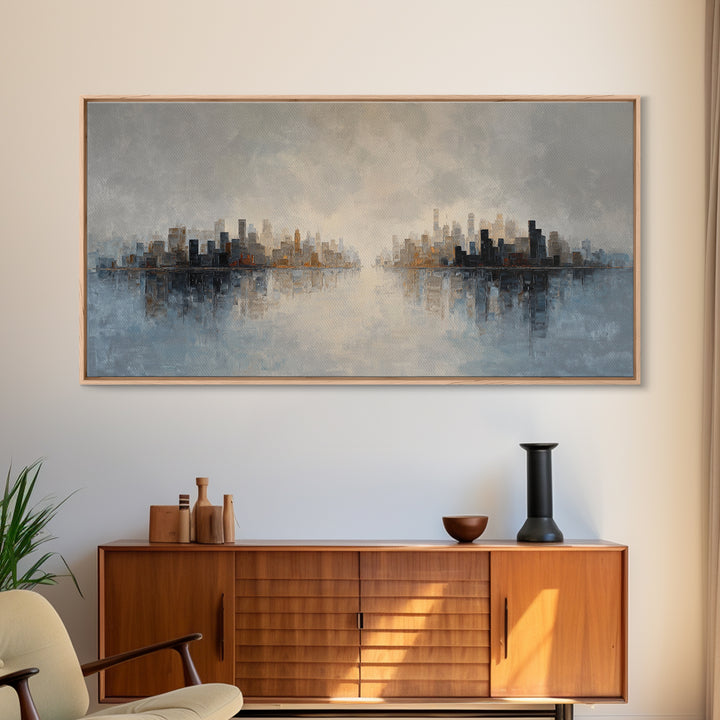 Quiet City Skyline Canvas Print, Hotel Art, Art Print, Hotel Decor, Fine Art, Boutique, Wall Sculpture, Coastal Wall Art, HOT-2x1-70