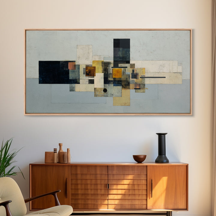 Modern Geometric Composition Framed Canvas Print, Hotel Art, Room Decor, Hotel Decor, Abstract Art, Boutique, Art Print, HOT-2x1-75