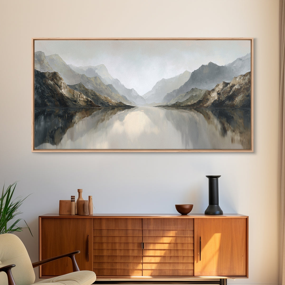 Serene Mountain Lake for Boutique Hotel Mood Canvas Print, Hotel Art, Living Room Decor, Hotel Decor, Fine Art, Boutique, HOT-2x1-76