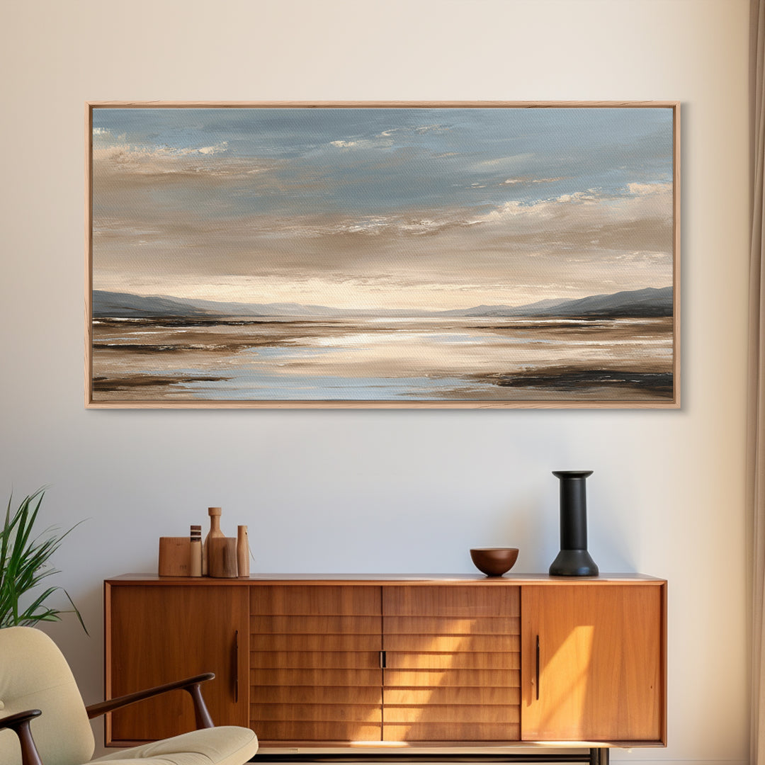 Panoramic Desert Horizon Framed Canvas Print, Hotel Art, Framed Art, Hotel Decor, Boutique, Beach Prints, Gallery Wall Set, HOT-2x1-88