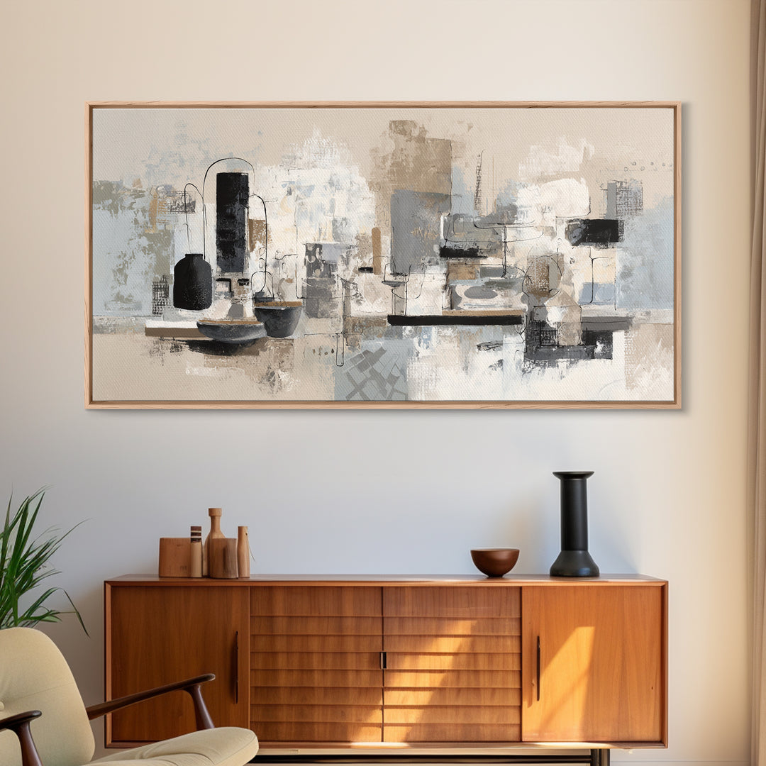 Simple Black Line Figure Framed Canvas Print, Hotel Art, Large Wall Art, Hotel Decor, Fine Art, Boutique, Beach Decor, HOT-2x1-91
