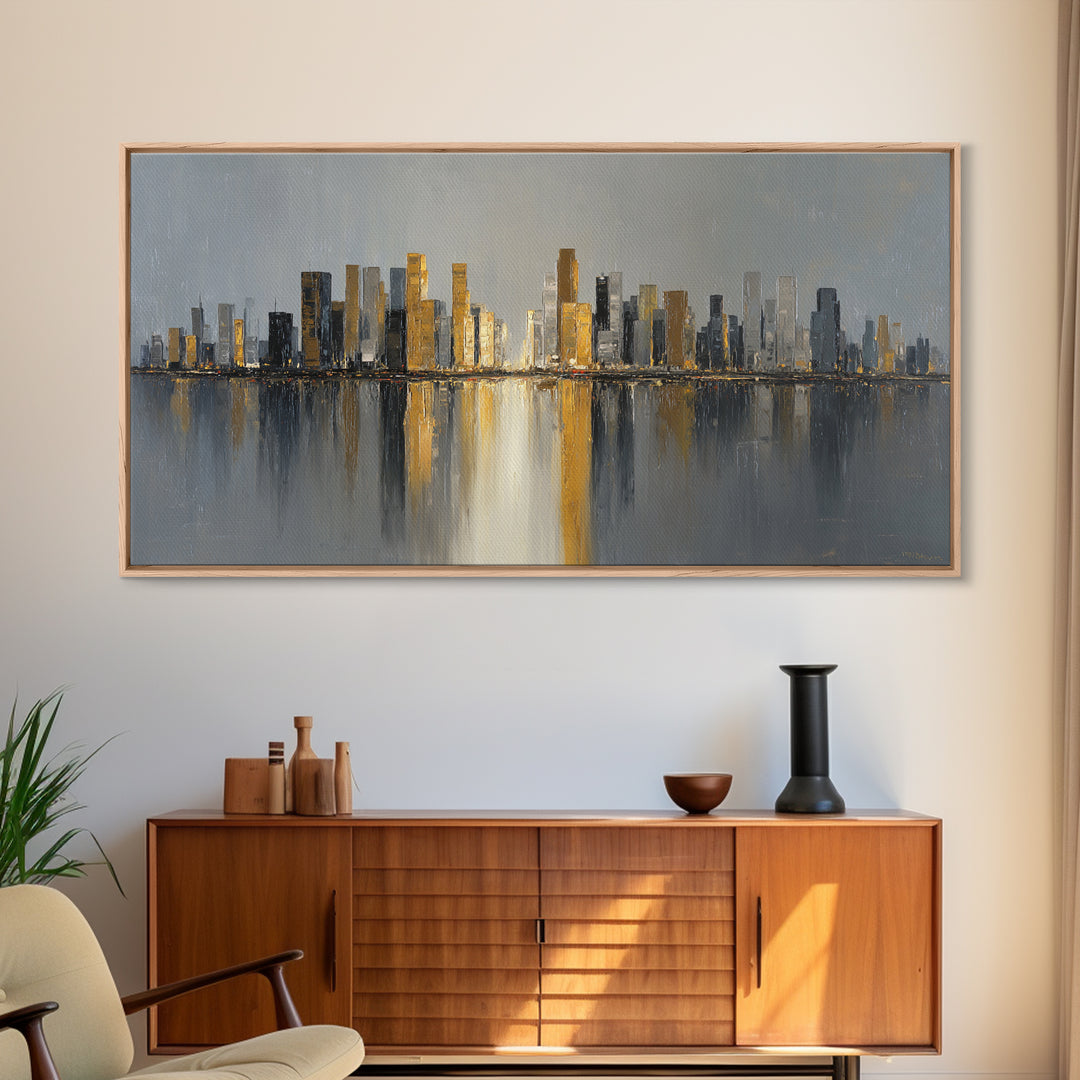 Quiet City Skyline Canvas Print, Hotel Art, Art Print, Hotel Decor, Fine Art, Boutique, Wall Sculpture, Coastal Wall Art, HOT-2x1-94