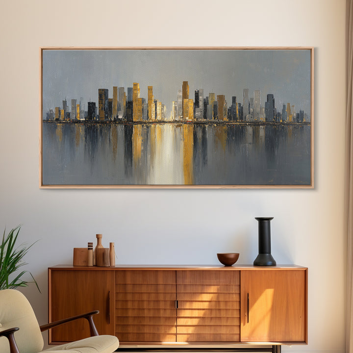 Quiet City Skyline Canvas Print, Hotel Art, Art Print, Hotel Decor, Fine Art, Boutique, Wall Sculpture, Coastal Wall Art, HOT-2x1-94