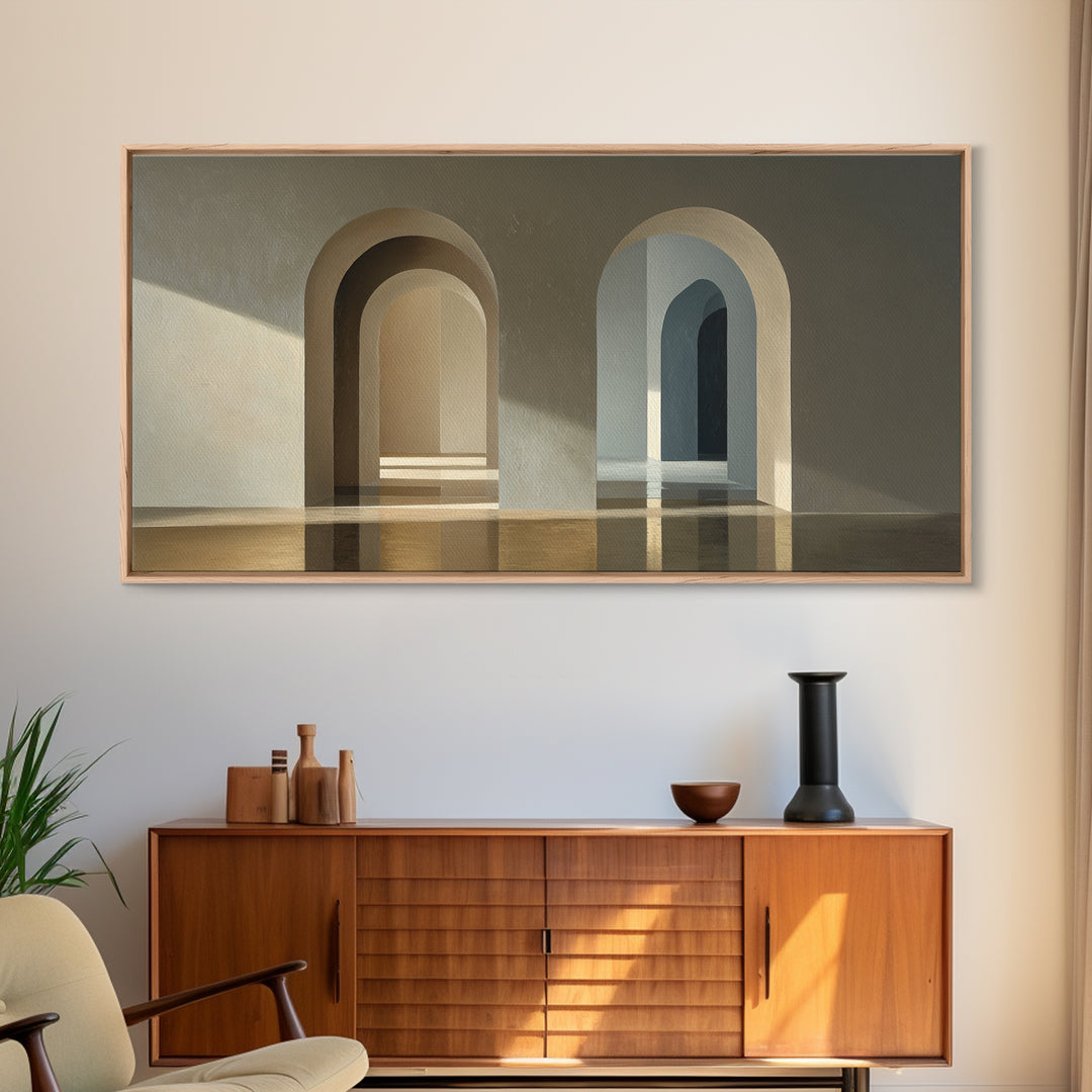 Minimal Architectural Arch Study Framed Canvas Print, Hotel Art, Coastal Wall Art, Hotel Decor, Oil Painting, Boutique, HOT-2x1-96