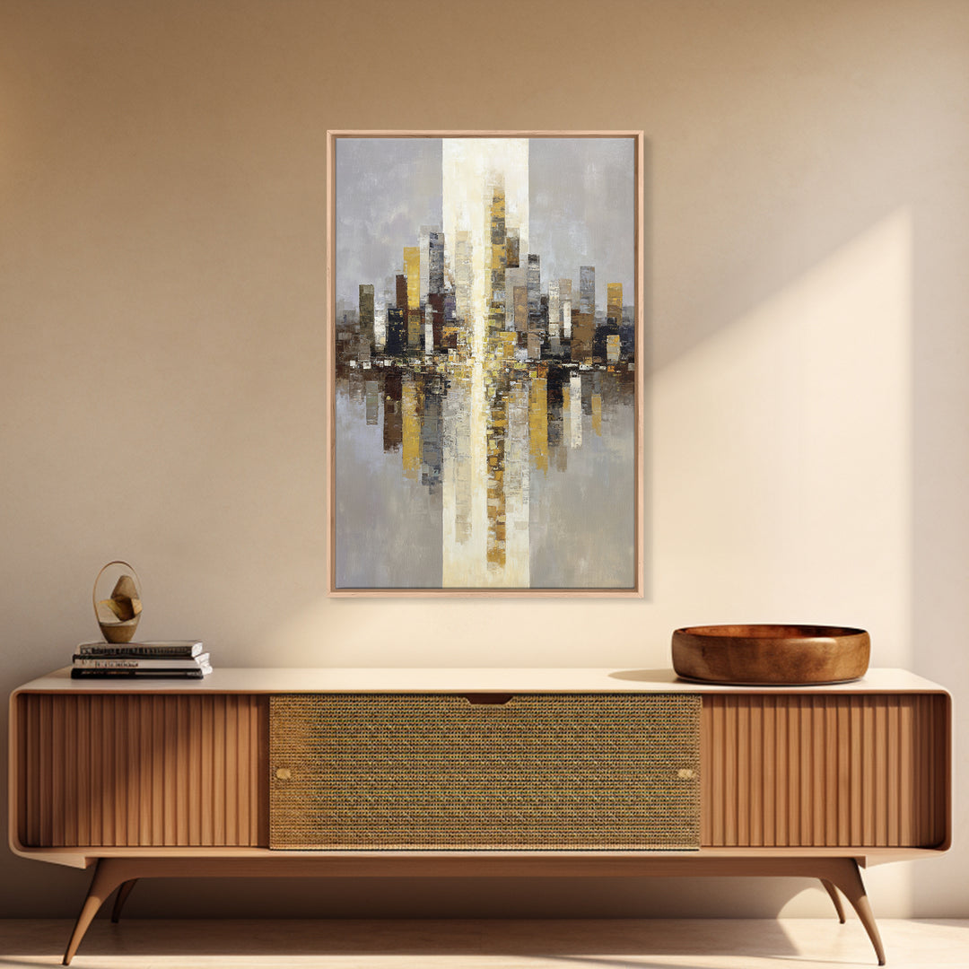 Quiet City Skyline Canvas Print, Hotel Art, Contemporary Art, Hotel Decor, Abstract Art, Boutique, Art Deco, Framed Art, HOT-2x3-10