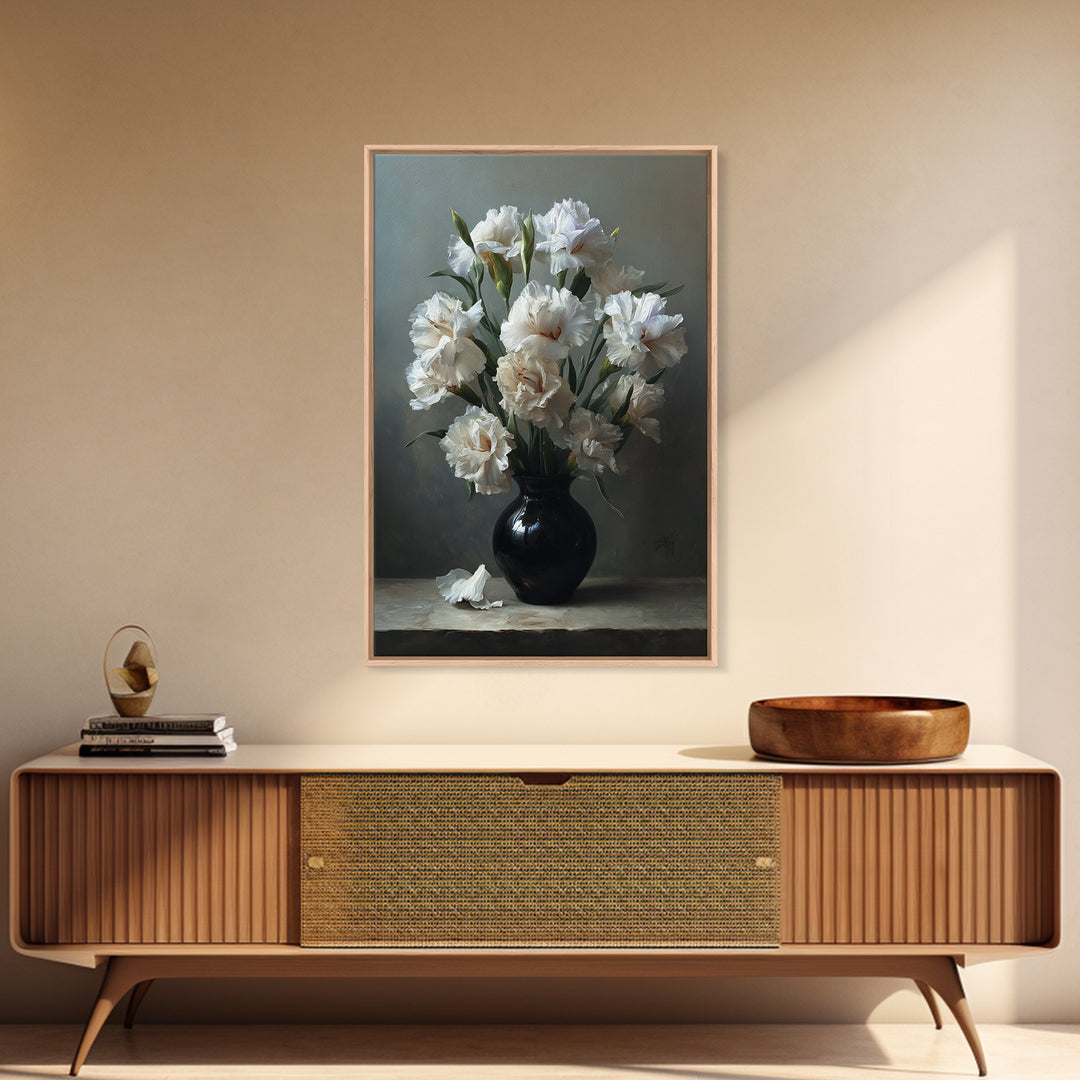 Classic Oil Painted Floral Still Life Framed Canvas Print, Hotel Art, Art Deco, Hotel Decor, Boutique, Minimalist Wall Art, HOT-2x3-17
