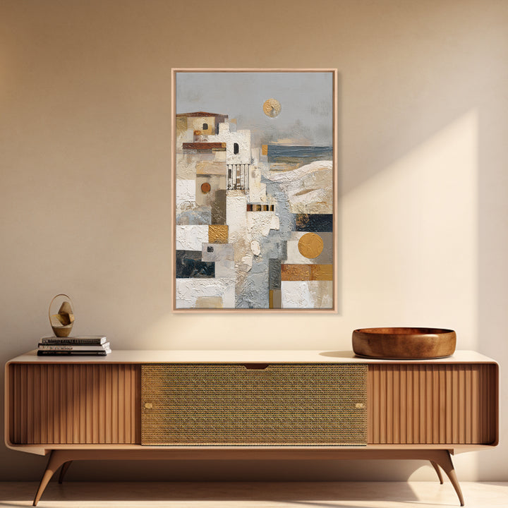 Mediterranean Terrace View Focused on Sea and Framed Canvas Print, Hotel Art, Contemporary Art, Hotel Decor, Fine Art, Boutique, HOT-2x3-19