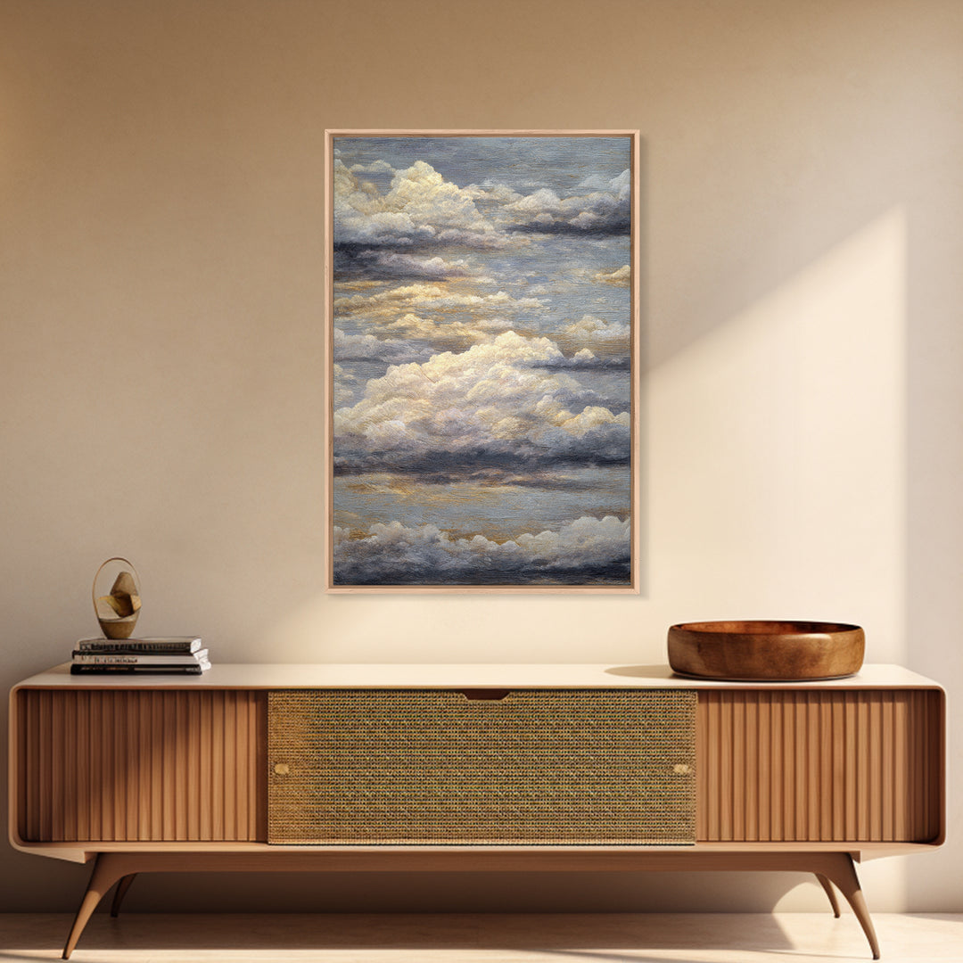 Large Cloudscape with Subtle Drama Framed Canvas Print, Hotel Art, Art Print, Hotel Decor, Fine Art, Boutique, Wall Sculpture, HOT-2x3-25