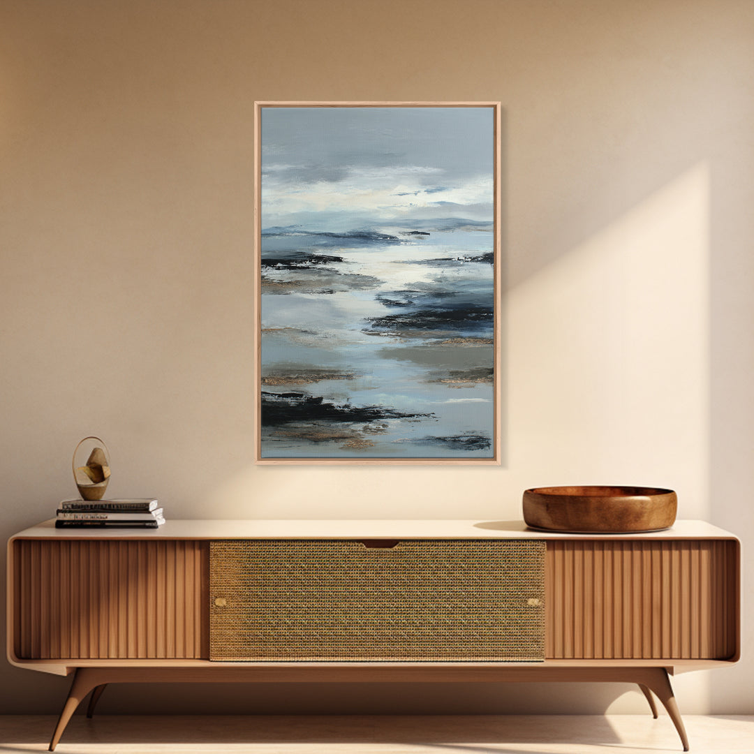 Soft Abstract Wave Forms Framed Canvas Print, Hotel Art, Home Decor, Hotel Decor, Abstract Art, Boutique, Framed Art, HOT-2x3-42
