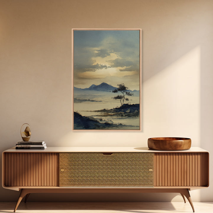 Japanese Ink Landscape Canvas Print, Hotel Art, Art, Hotel Decor, Oil Painting, Boutique, Printable Art, Living Room Decor, HOT-2x3-50