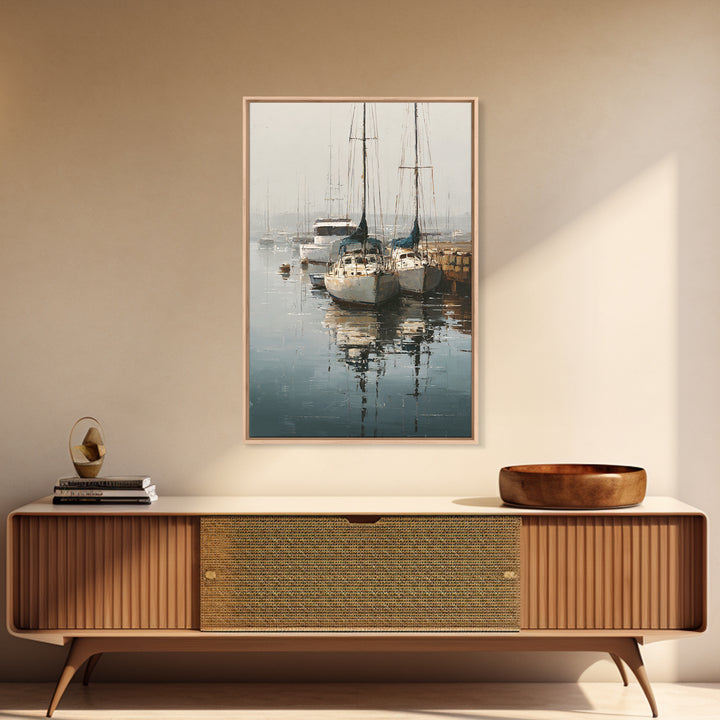 Quiet Harbor with Sailboats at Dawn Canvas Print, Hotel Art, Wall Decor, Hotel Decor, Fine Art, Boutique, Living Room Decor, HOT-2x3-54