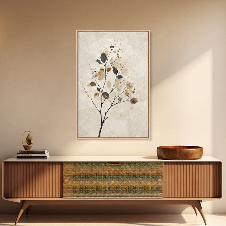 Elegant Botanical Branch on Ivory Ground Canvas Print, Hotel Art, Living Room Decor, Hotel Decor, Fine Art, Boutique, HOT-2x3-61