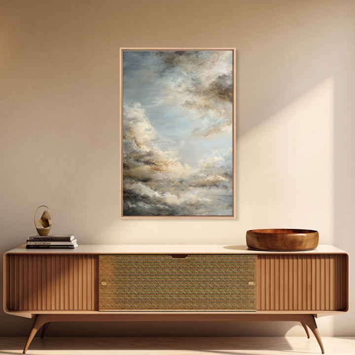 Large Cloudscape with Subtle Drama Framed Canvas Print, Hotel Art, Modern Wall Art, Hotel Decor, Boutique, Neutral Decor, HOT-2x3-73