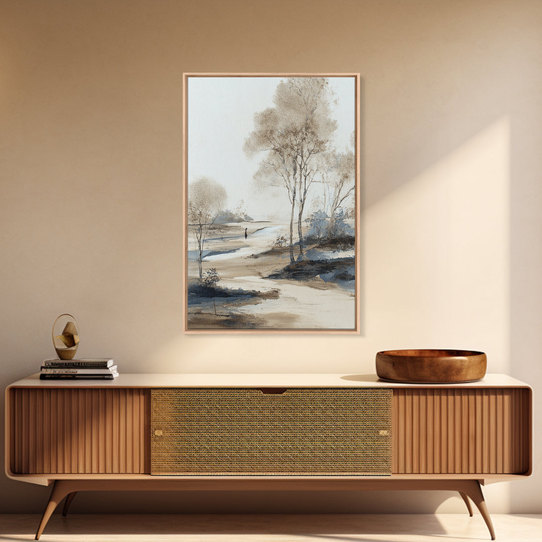 Japanese Ink Landscape Framed Canvas Print, Hotel Art, Hazbin Hotel, Hotel Decor, Fine Art, Boutique, Coastal Wall Art, HOT-2x3-74